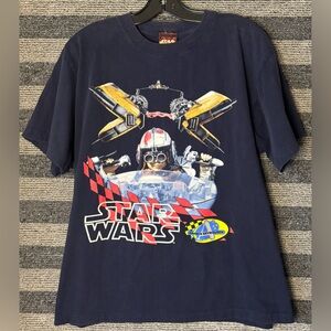 Vintage Rare 1999 Star Wars Episode 1 Anakin Skywalker Navy Blue T-Shirt Medium